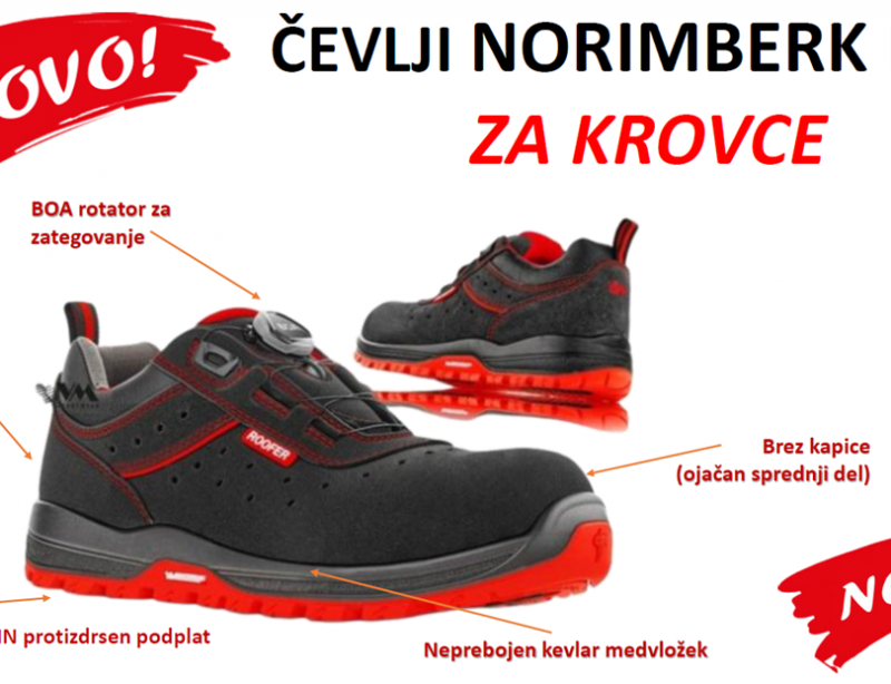 Novo! Delovni čevlji Norimberk MICHELIN O1PL FO SR BOA VM Footwear brez zaščitne kapice za krovce
