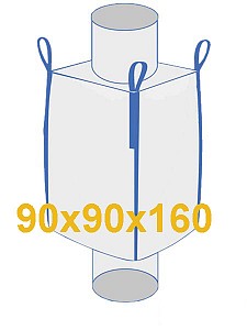 Big Bag Jumbo vreča-ventil zgoraj, spodaj ventil za spust 90x90x160 cm JMK