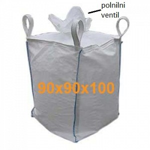 Big Bag Jumbo vreča-polnilni ventil zgoraj, ravno zaprto dno 90x90x100 cm