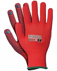 Zaščitne rokavice s PVC bunkicami RNYDO rdeče/modre 1. kategorija