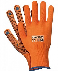 Zaščitne rokavice s PVC bunkicami, RNYDO, oranžne, 1. kategorija