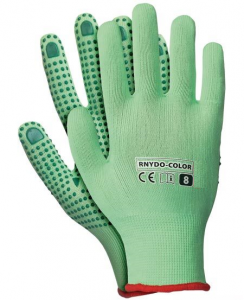 Zaščitne rokavice s PVC bunkicami RNYDO zelene 1. kategorija