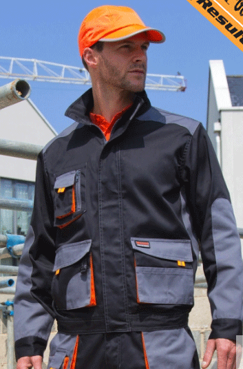 Delovna jakna Lite Result črna/oranžna/siva