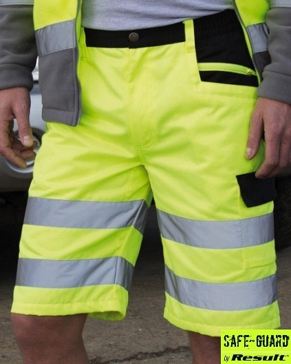 Odsevne kratke delovne hlače Stretch Result rumene barve